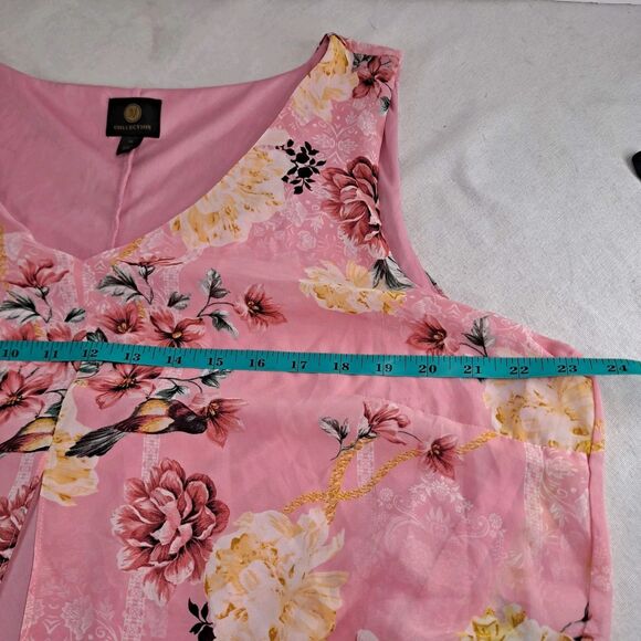 JM Collection Maxi Dress With Overlay Womens XL Pink Floral Sleeveless V-neck - Picture 7 of 8